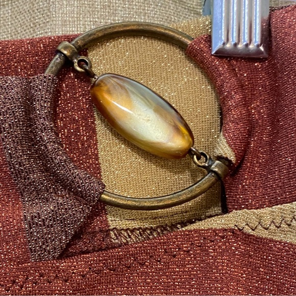 Becca Striped Brown/Gold Women's Skirt (M-L) & Bikini Bottoms Med (no top) - Picture 2 of 11